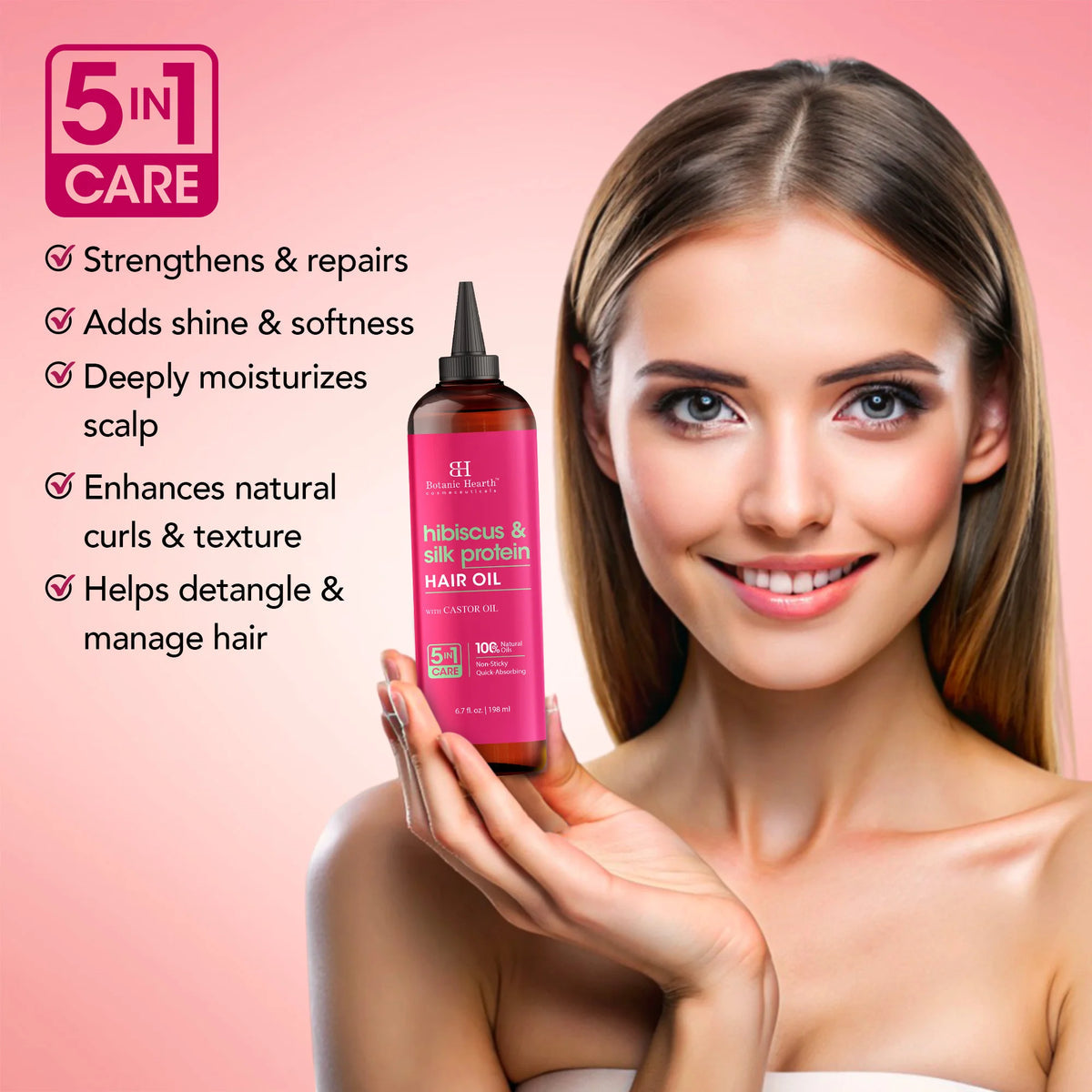 Hibiscus and Silk protein hair oil with Castor Oil | 6.7 fl oz